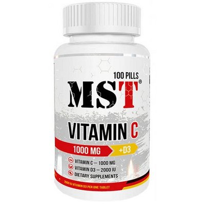 Витамин Д MST Vitamin C 1000 + D3 2000IU, 100 таб. 122915 фото