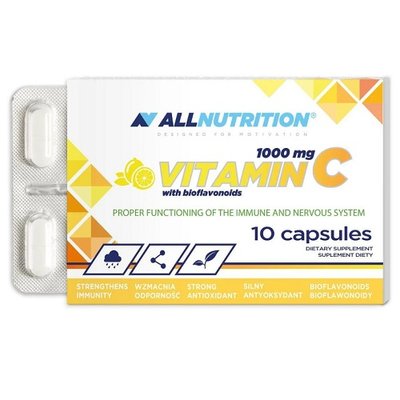 Витамин С All Nutrition Vitamin C 1000 mg + Bioflaw, 10 капс. 122127 фото