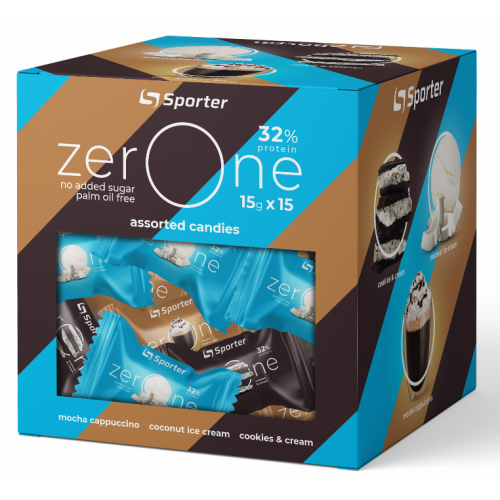Протеїновий батончик Sporter коробка протеїнових цукерок Zero One Mix, 225 г. 123199 фото