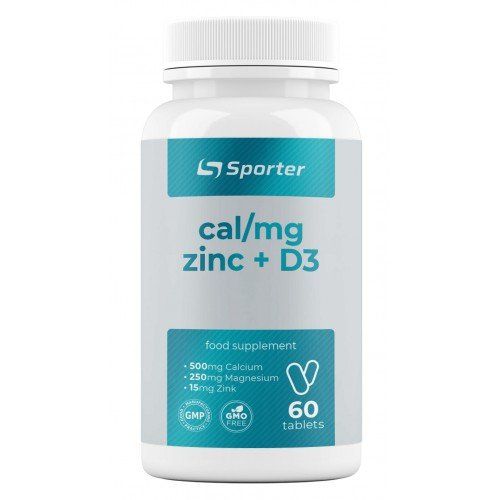 Комплекс мінералів Sporter Calcium + Magnesium + Zinc + D3, 60 таб. 123286 фото