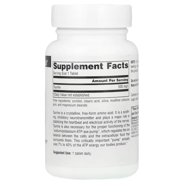 Таурин Source Naturals Taurine 500 mg 60 табл. 12429451 фото