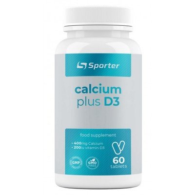 Кальций Sporter Calcium 400mg + D3 5mcg, 60 таб. 123287 фото