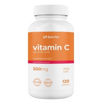 Витамин С Sporter Vitamin C 500mg with rosehip, 120 таб. 123185 фото