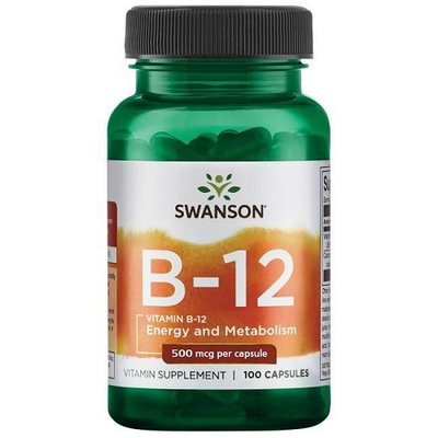 Витамин В Swanson Vitamin B12 500 мкг, 100 капс. 122885 фото