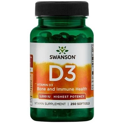 Витамин Д Swanson Vitamin D3 5000, 250 софтгель 122679 фото