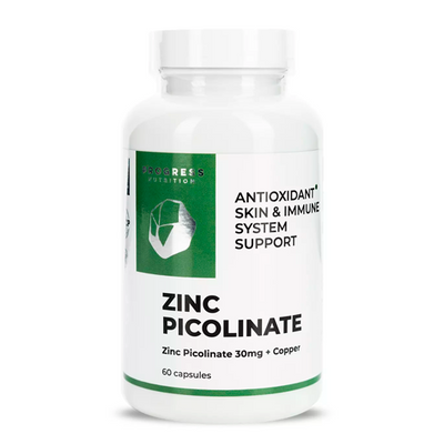 Цинк Progress Nutrition Zinc Picolinate 30 mg + Copper, 60 капс. 124291 фото