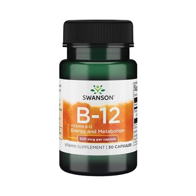 Витамин В Swanson Vitamin B12 500 мкг, 30 капс. 123024 фото