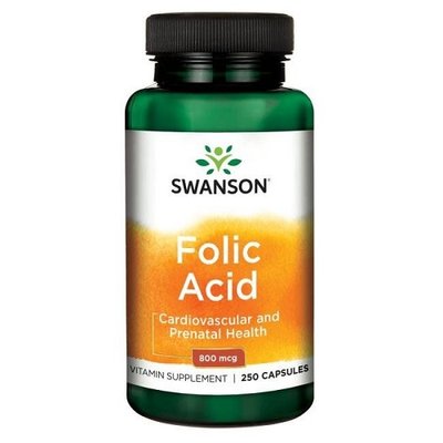 Вітамін В Swanson Folic Acid 800mcg, 250 капс. 122681 фото