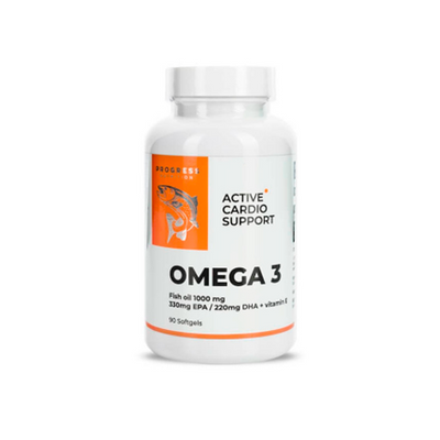 Омега Progress Nutrition Omega 3 Healthy, Fish Oil + Vit.E, 90 капс. 124292 фото