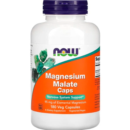 Магний NOW Magnesium Malate, 180 капс. 123901 фото