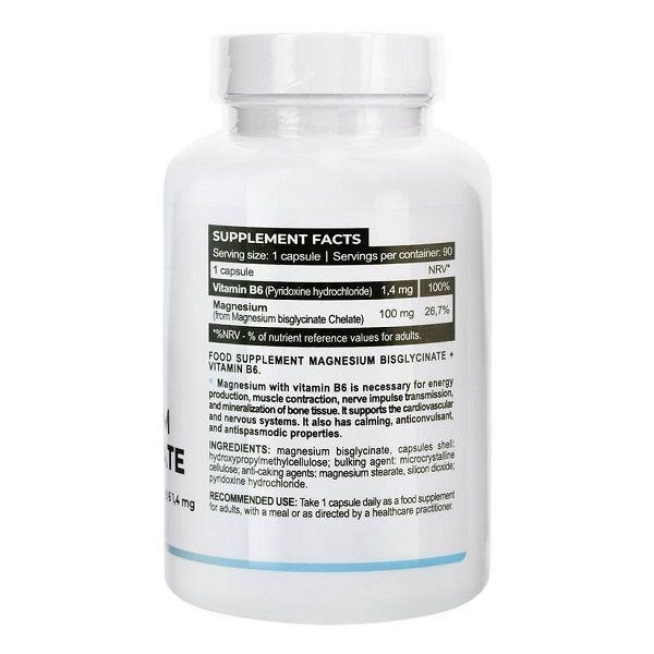 Магній Progress Nutrition Magnesium Bisglycinate 100 mg + Vitamin B6, 90 капс. 1224223 фото