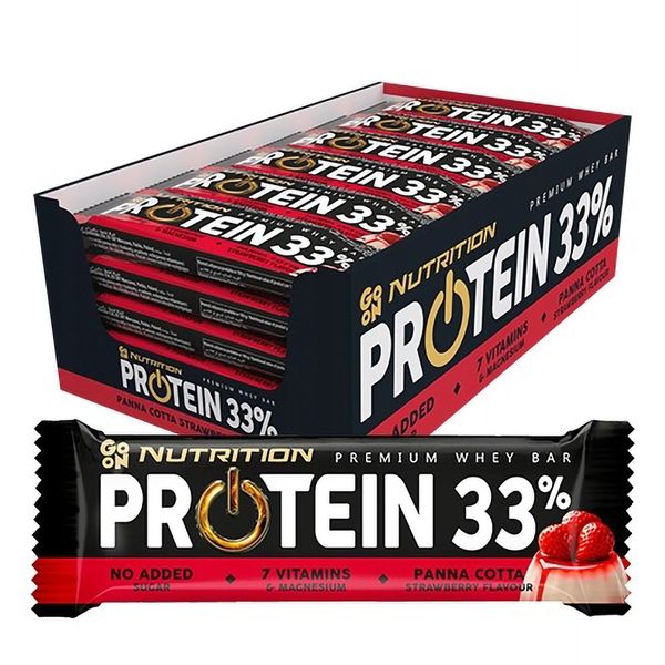 Протеїнові батончики GO ON Protein Bar 33%, 50 г. х 25 шт (блок) (Пана-кота) 05848 фото