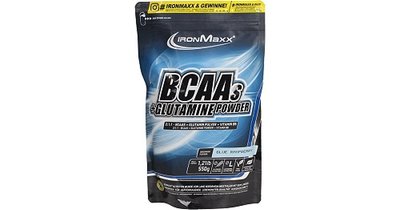 Амінокислоти IronMaxx BCAAs + Glutamine Powder, 550 г. (Ківі) 00499 фото