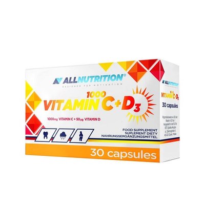 Витамин Д All Nutrition Vitamin C + D3 1000, 30 капс. 122621 фото
