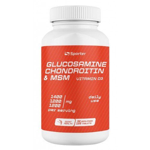 Добавка для суглобів Sporter Glucosamine+Chondroitin+MSM+D3, 120 таб. 123180 фото