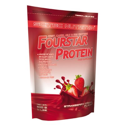 Протеїн комплексний Scitec Nutrition Fourstar Protein, 500 г. (Полуниця - білий шоколад) 00204 фото