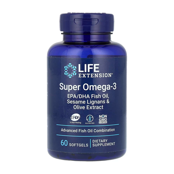 Омега Life Extension Super Omega-3 EPA/DHA Fish Oil, Sesame Lignans & Olive Extract, 60 капс. 1224029 фото