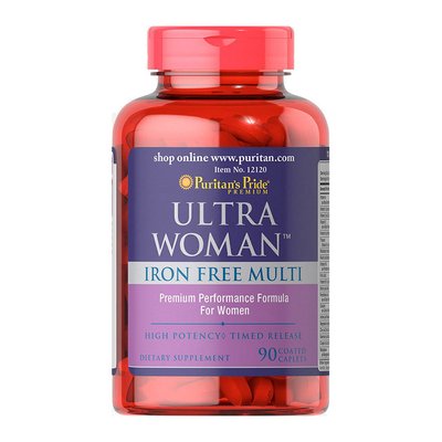 Вітаміни для жінок Puritan's Pride Ultra Women Iron Free, 90 капс. 122315 фото