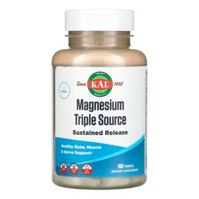 Магній KAL Magnesium Sustained Release Triple Source 500 mg, 100 табл. 124335 фото