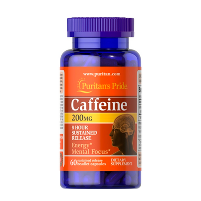 Передтрен Puritan's Pride Caffeine 200 mg 8-Hour Release, 60 капс. 124340 фото