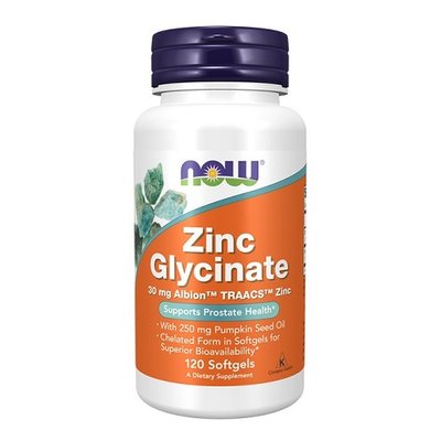 Цинк NOW Zinc Glycinate 30 mg, 120 капс. 123569 фото