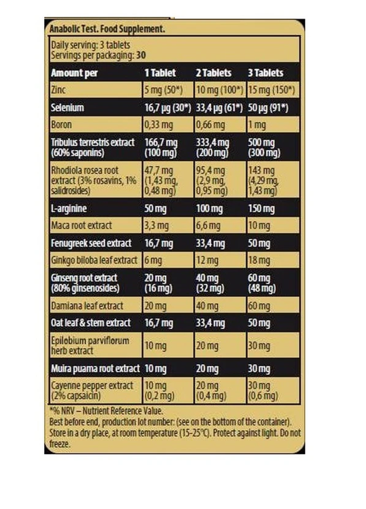 Complément Alimentaire Levrone Anabolic Test - Boîte De 90 Comprimés, Neuf Sous Blister - Pour Sportifs Et Culturistes