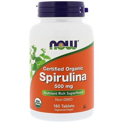 Спирулина Now Spirulina 500 mg, 180 таб. 122182 фото