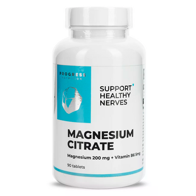 Progress Nutrition Magnesium Citrate 200 mg + Vitamin B6 5 mg, 90 таб. 124288 фото