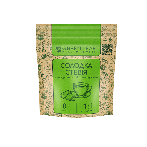 Подсластитель Green Leaf Солодка Стевія 1:1, 100 г. 123517 фото