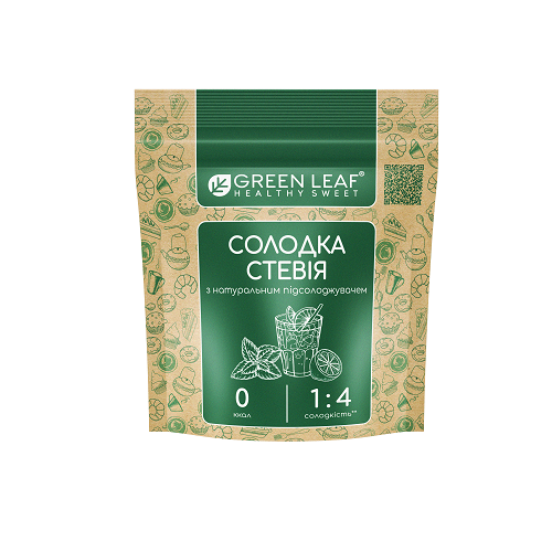 Подсластитель Green Leaf Солодка Стевія 1:4, 100 г. 123518 фото