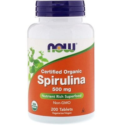 Спирулина Now Spirulina 500 mg, 200 таб. 122405 фото