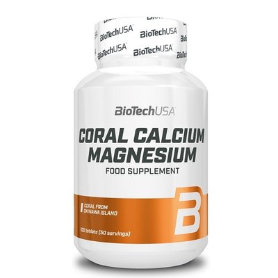 Кальцій BiotechUSA Coral Calcium + Magnesium, 100 таб. 122451 фото
