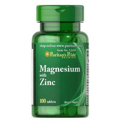 Магній Puritan's Pride Magnesium with Zinc, 100 таб. 122583 фото