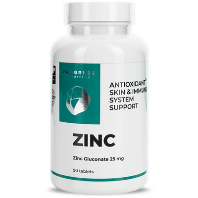 Цинк Progress Nutrition Zinc Gluconate 25 mg, 90 таб. 124290 фото