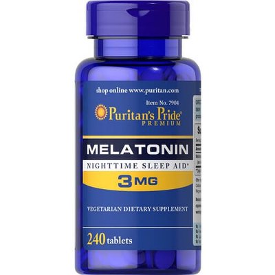Puritan's Pride Melatonin 3 mg, 240 капс. 121692 фото