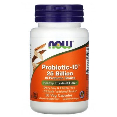 Ензими NOW Probiotic-10 25 Billion, 30 вег капс. 123285 фото