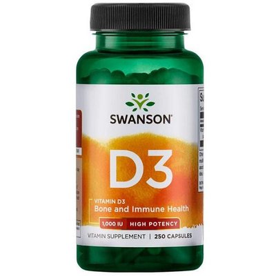 Вітамін Д Swanson Vitamin D3 High Potency 1000IU, 250 капс. 122906 фото