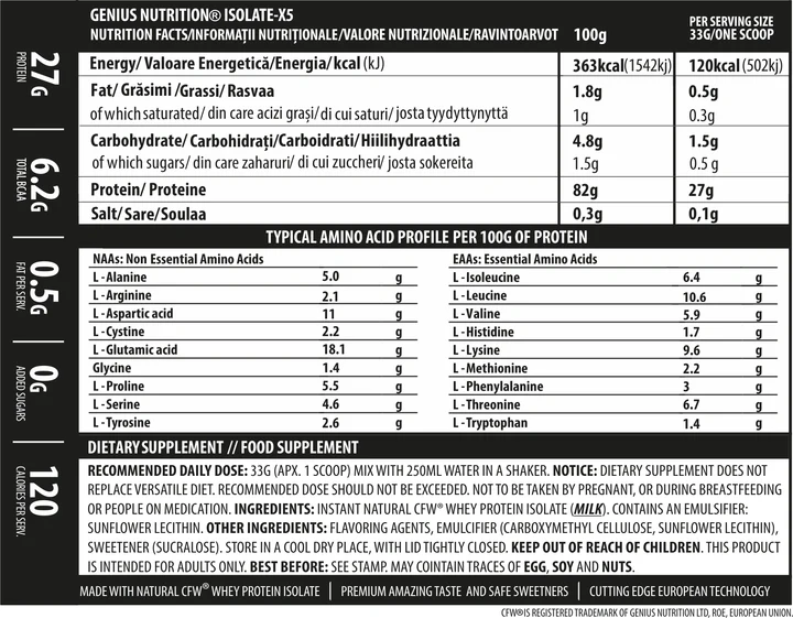 Протеїн ізолят Genius Nutrition Isolate-X5, 2000 г. 04592 фото